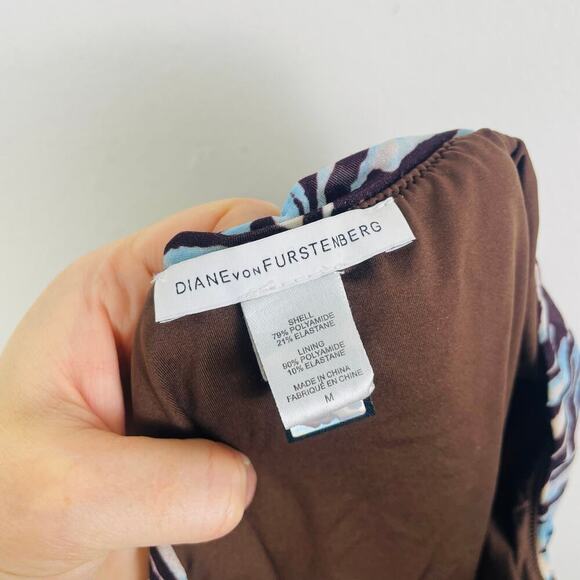 Diane Von Furstenberg Swim Bottoms Blue Animal Print with cover Size Medium - Picture 5 of 5